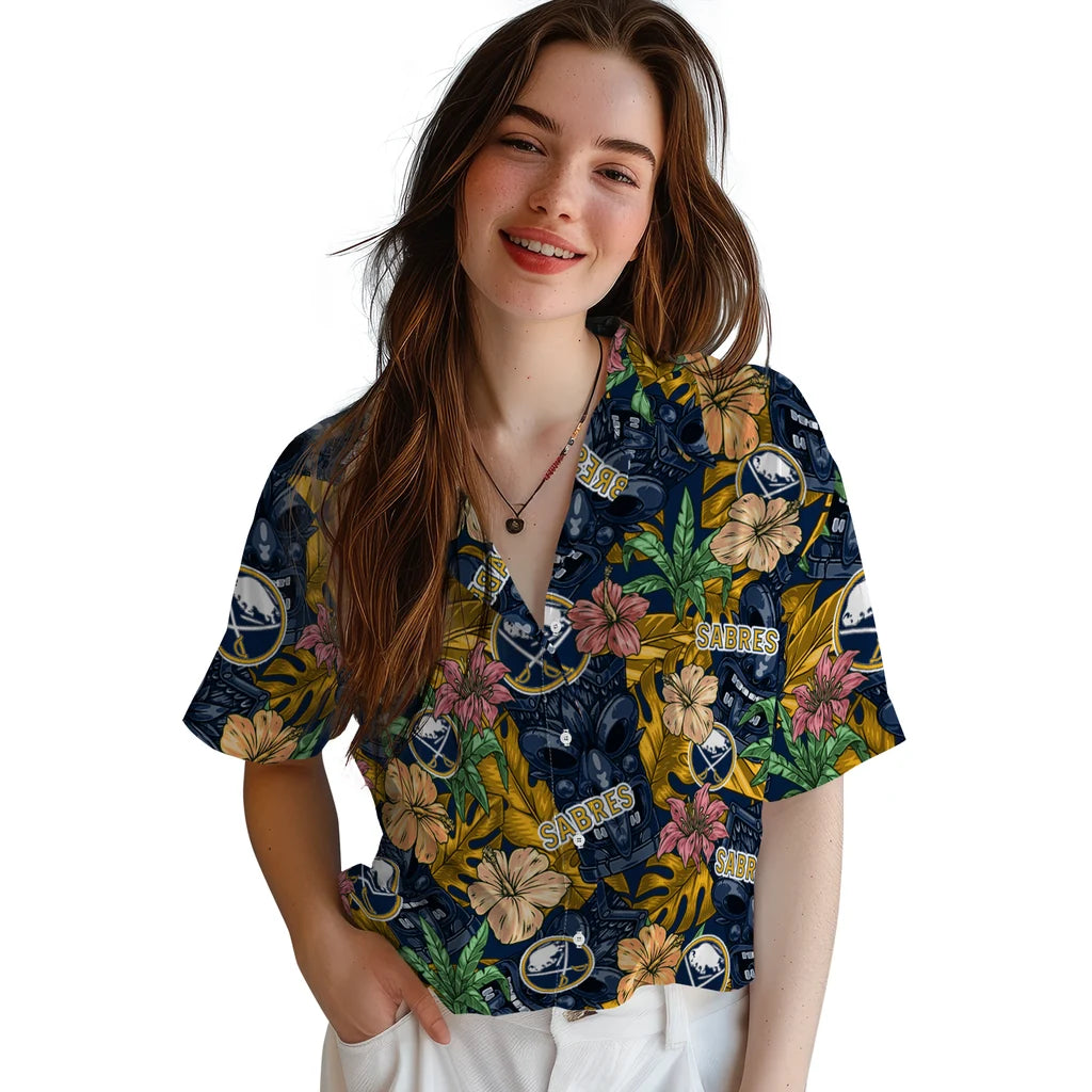 Buffalo Sabres Hawaiian Shirt - Hibiscus Tiki Jungle – Moonbestprint