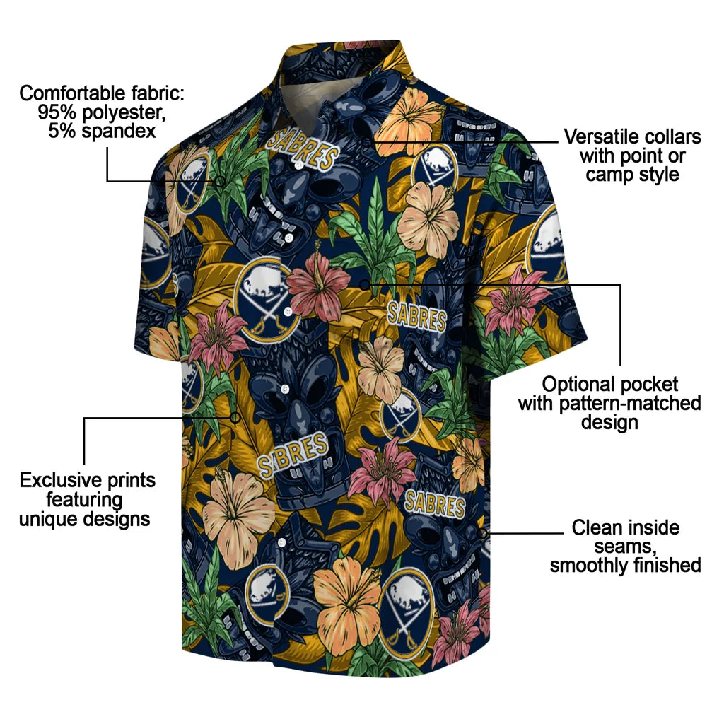 Buffalo Sabres Hawaiian Shirt - Hibiscus Tiki Jungle – Moonbestprint