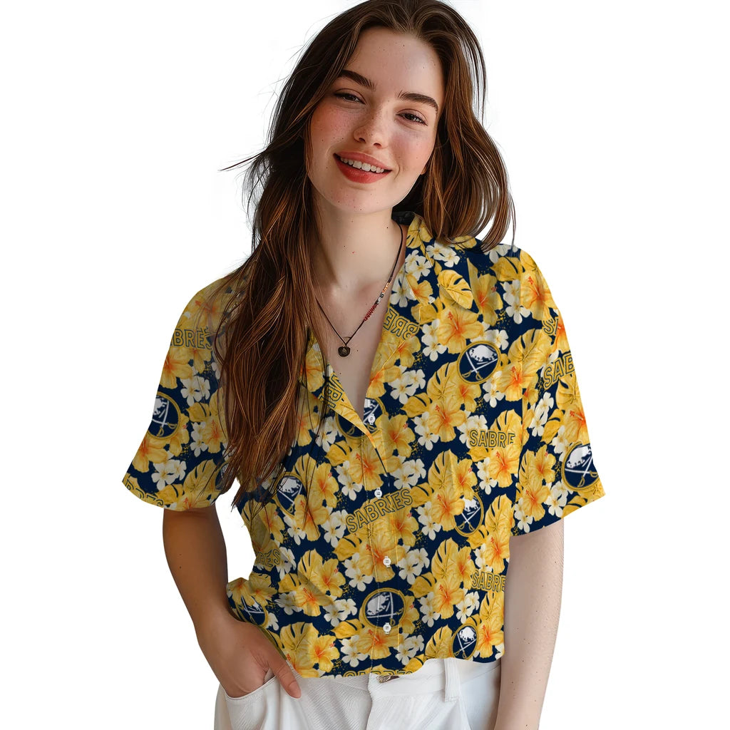 Buffalo Sabres Hawaiian Shirt - Hibiscus Tropics – Moonbestprint