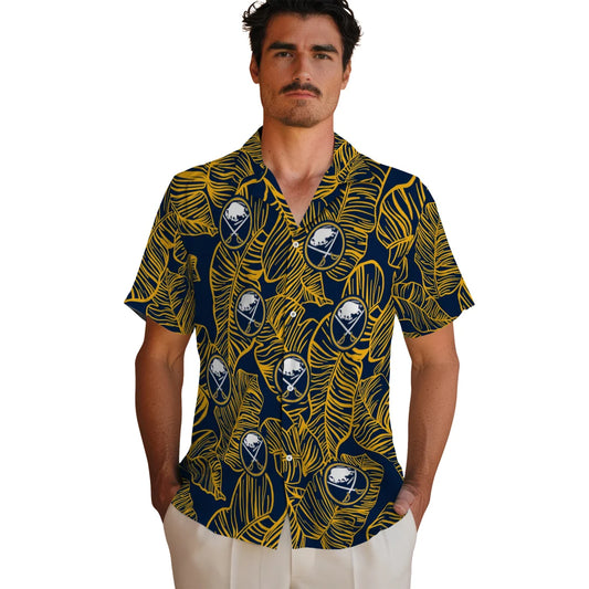 Buffalo Sabres Hawaiian Shirt - Leaf Outline - Moonbestprint