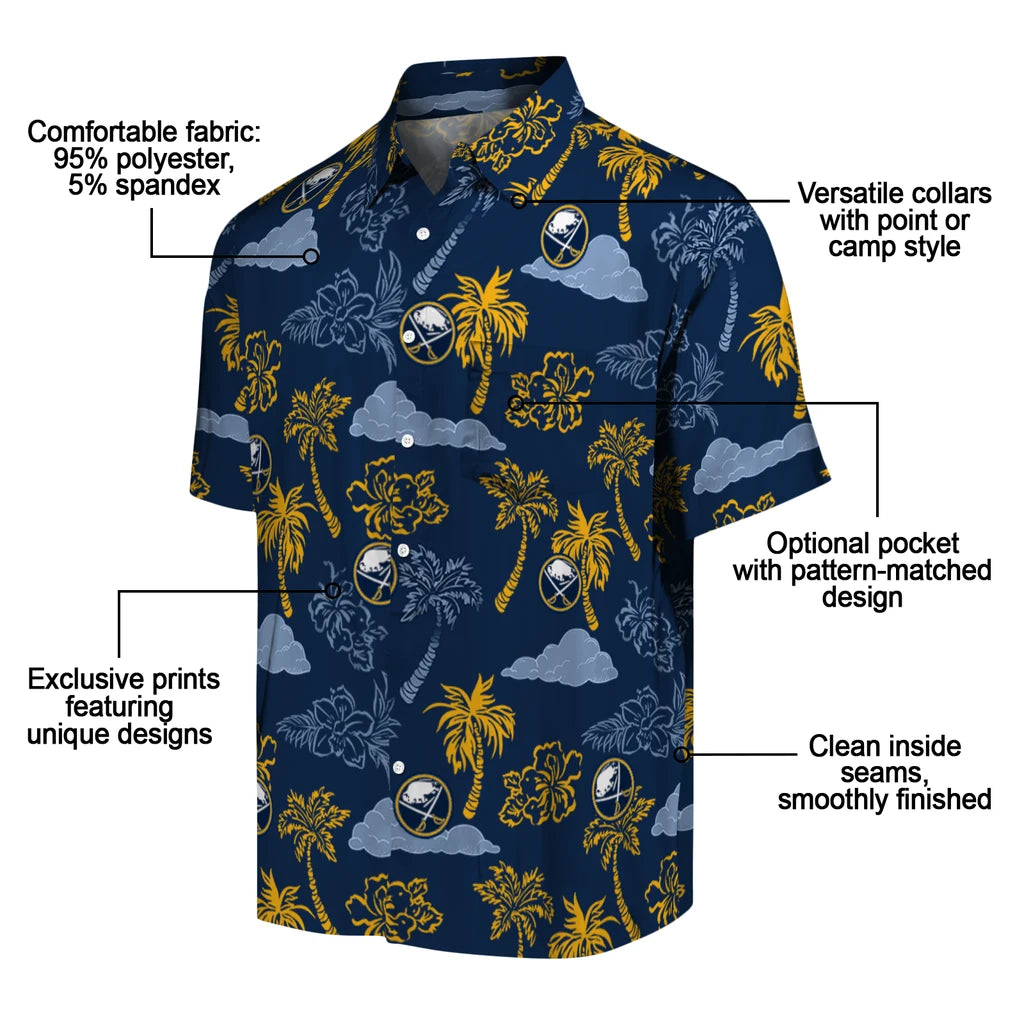 Buffalo Sabres Hawaiian Shirt - Palm And Clouds – Moonbestprint