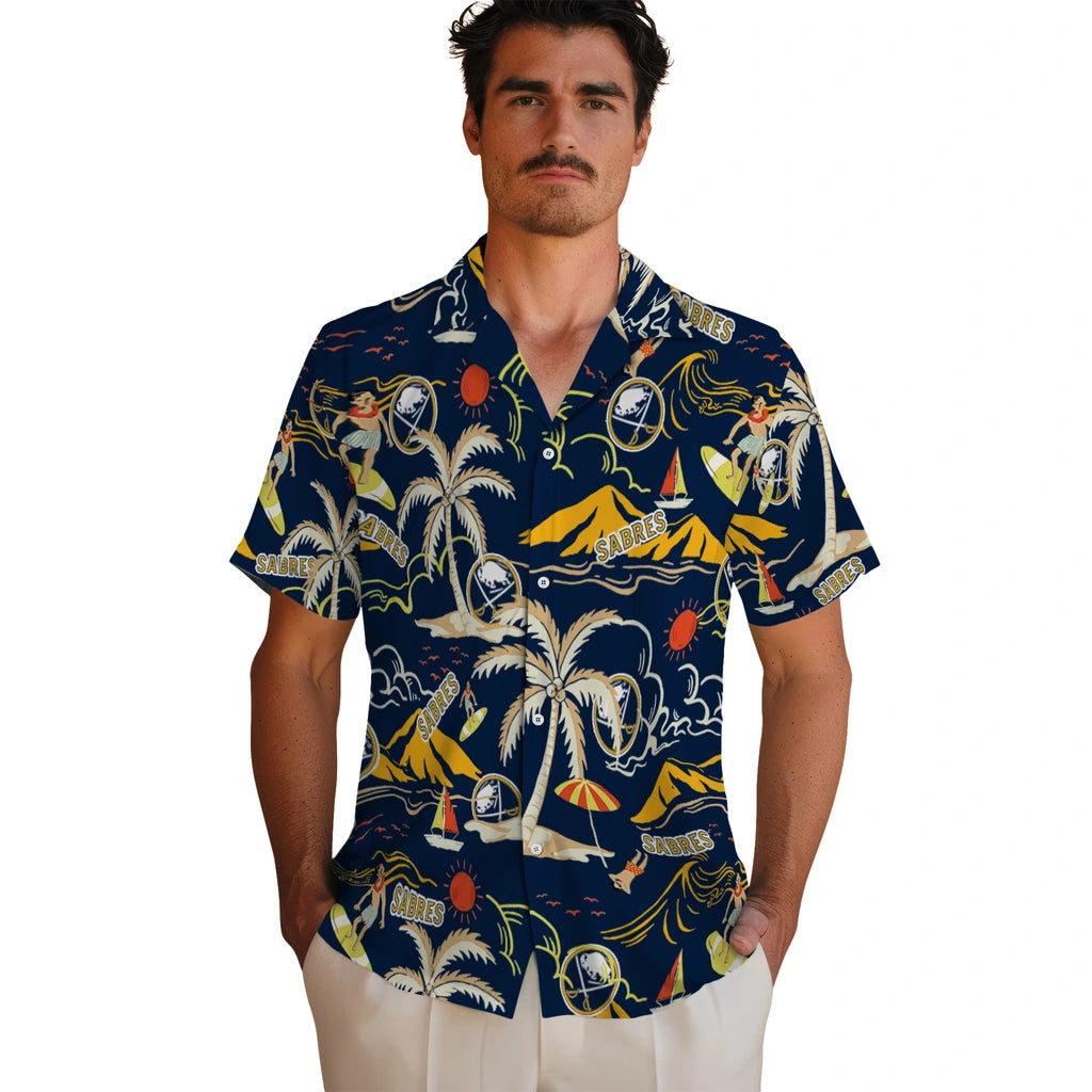 Buffalo Sabres Hawaiian Shirt - Palm Tree Island - Moonbestprint