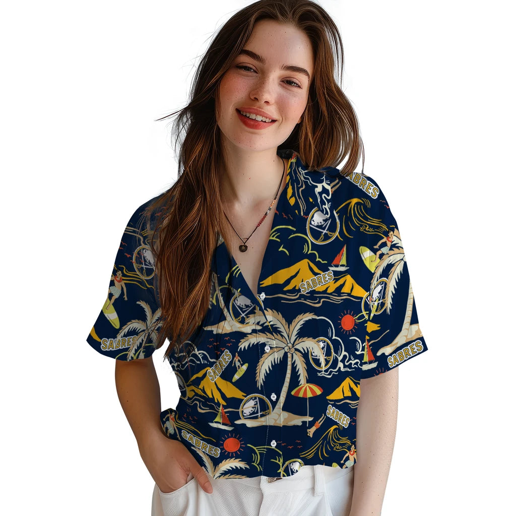 Buffalo Sabres Hawaiian Shirt - Palm Tree Island - Moonbestprint