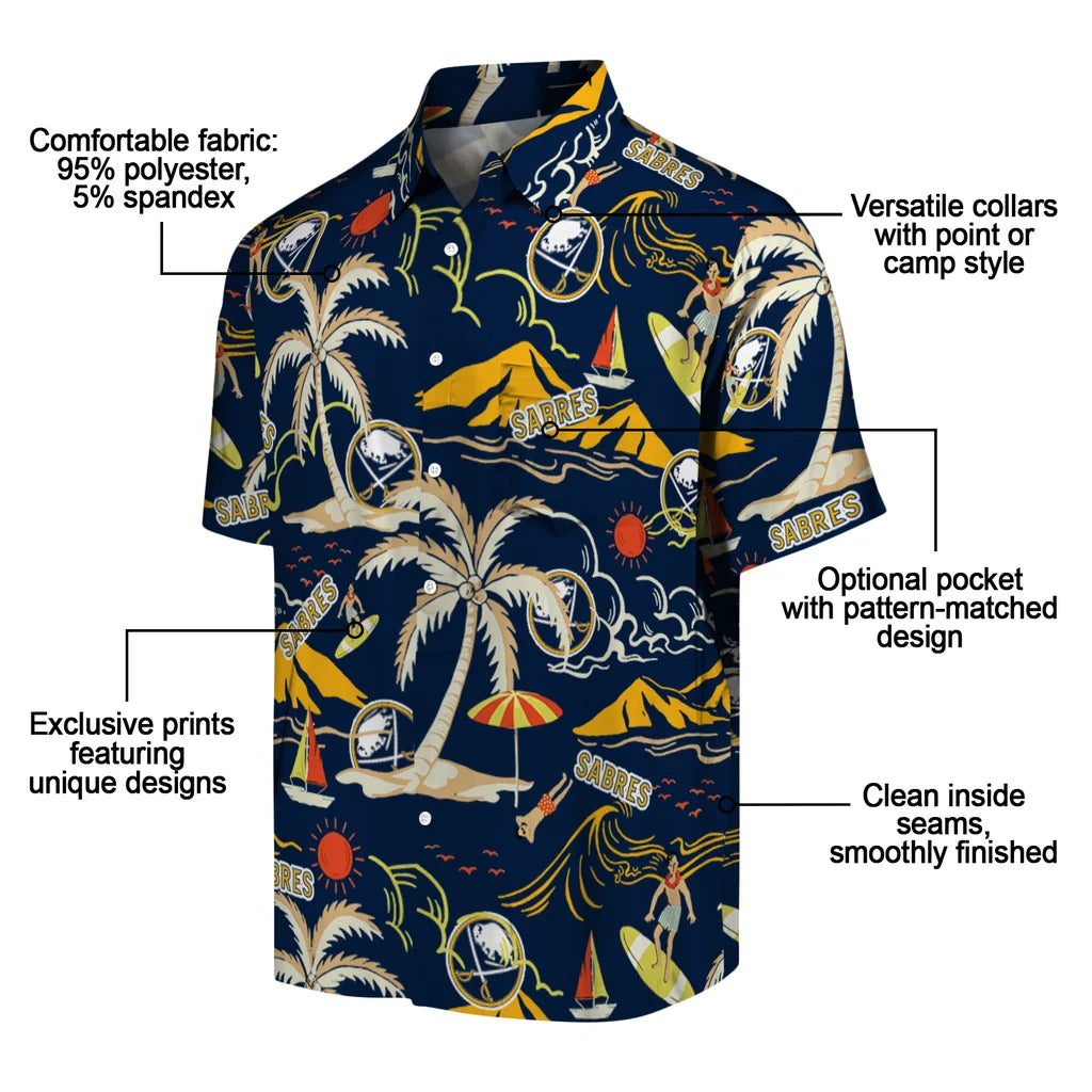 Buffalo Sabres Hawaiian Shirt - Palm Tree Island - Moonbestprint