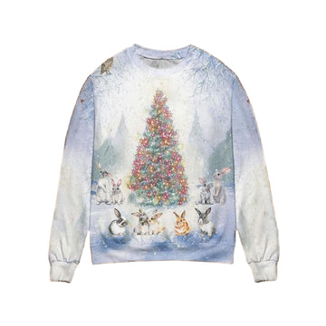 Bunny Winter Heaven Christmas Tree All Over Print Sweater ? Usalast