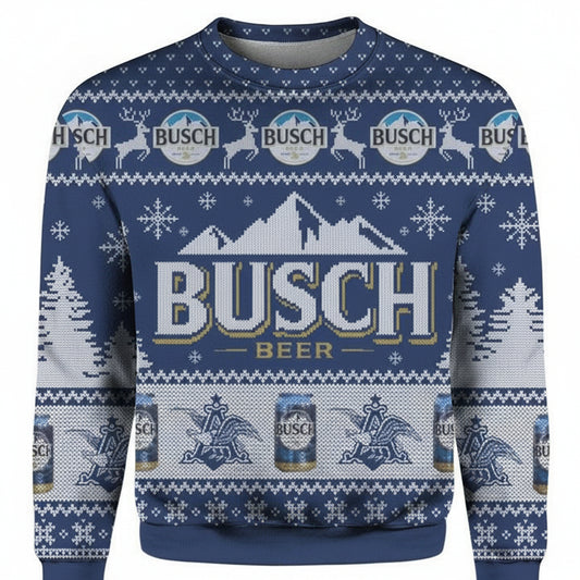 Busch Beer Blue Ugly Christmas Sweater 2022 ? Usalast