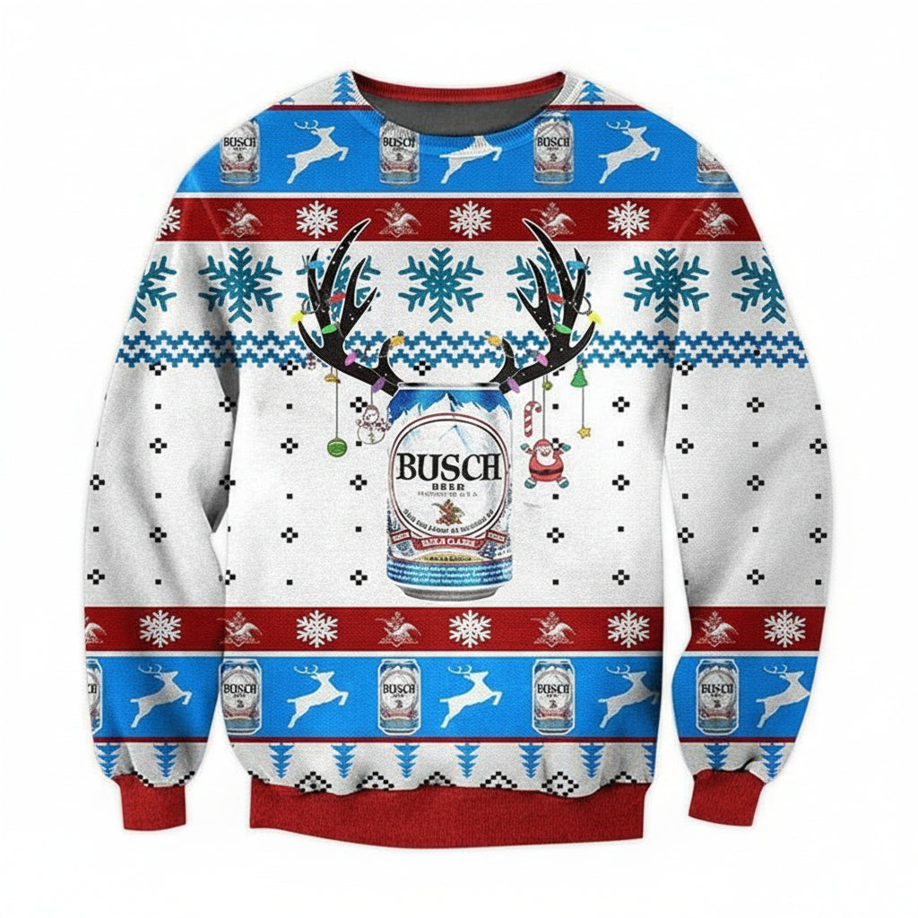 Busch Beer White Ugly Christmas Sweater 2022 ? Usalast