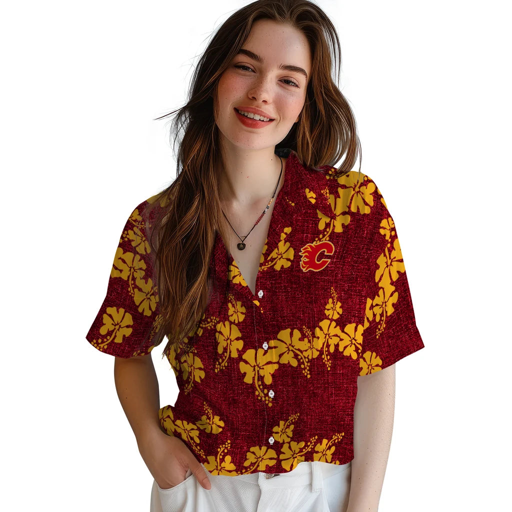 Calgary Flames Hawaiian Shirt - 50th State Flower – Moonbestprint