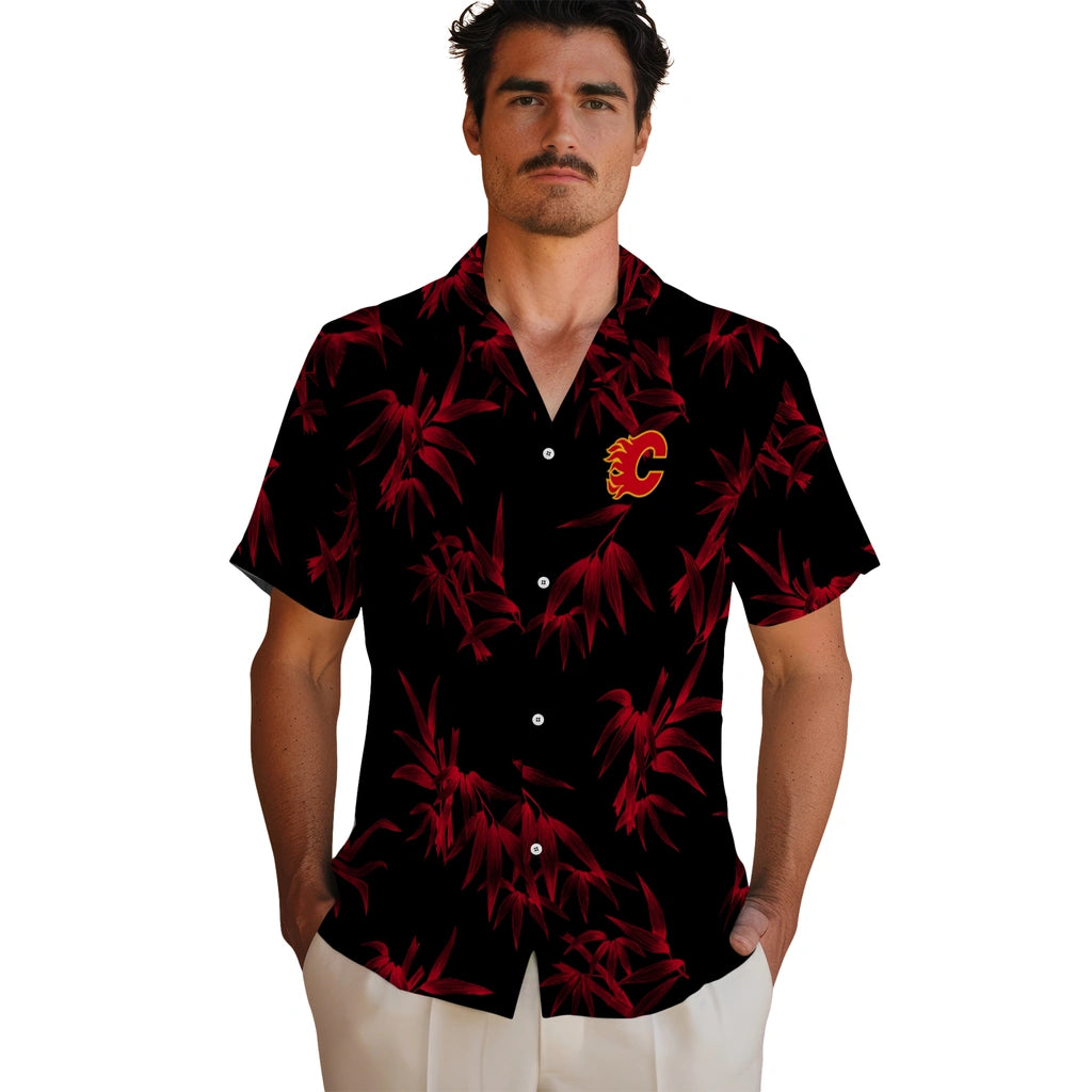 Calgary Flames Hawaiian Shirt - Bamboo Branches | Moonbestprint