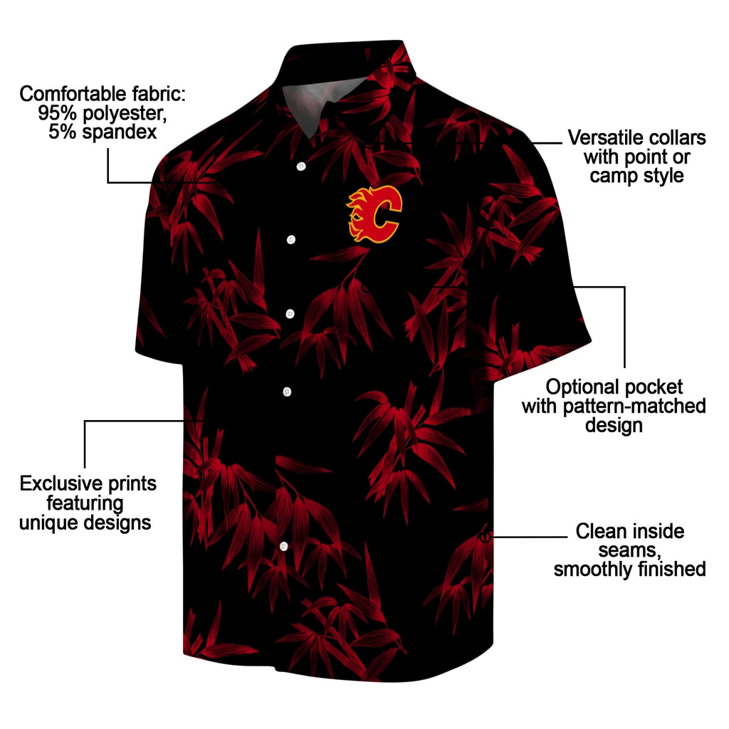 Calgary Flames Hawaiian Shirt - Bamboo Branches | Moonbestprint