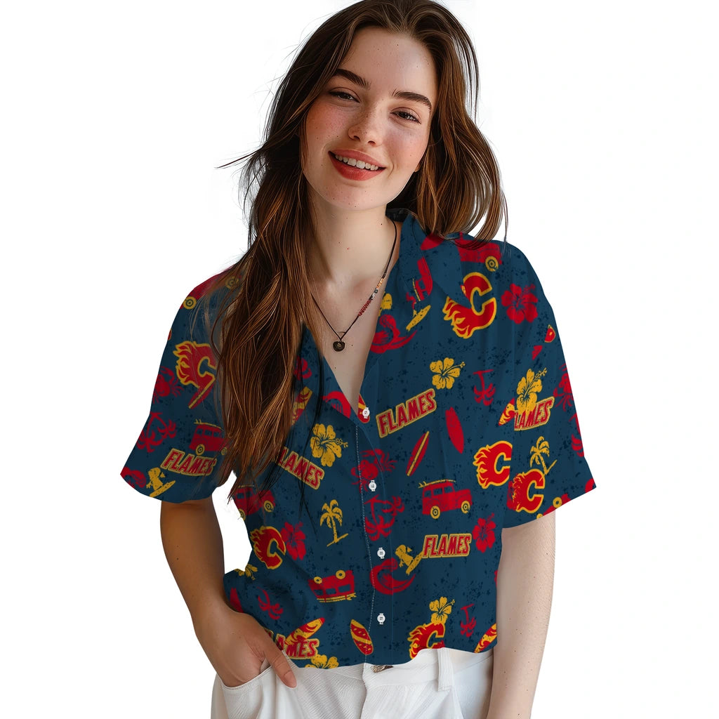 Calgary Flames Hawaiian Shirt - Beach Vibe – Moonbestprint