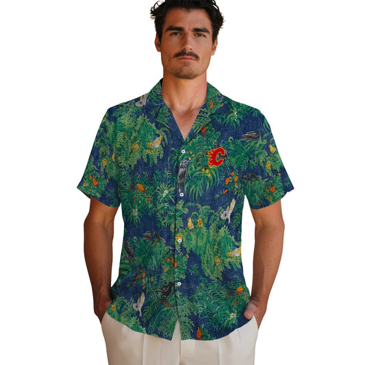 Calgary Flames Hawaiian Shirt - Bird Canopy | Moonbestprint