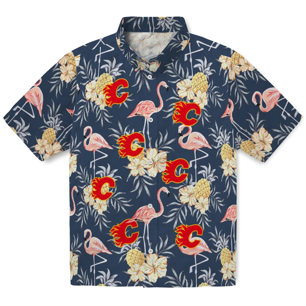 Calgary Flames Hawaiian Shirt - Flamingo Hibiscus – Moonbestprint