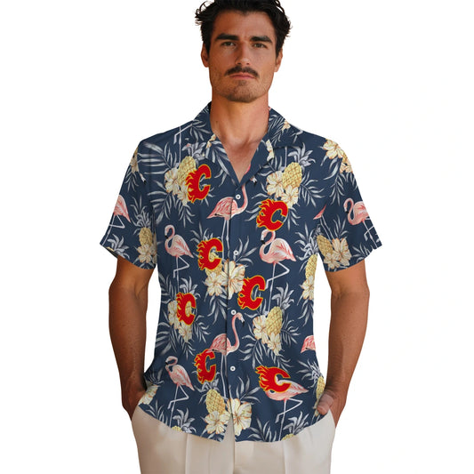 Calgary Flames Hawaiian Shirt - Flamingo Hibiscus – Moonbestprint