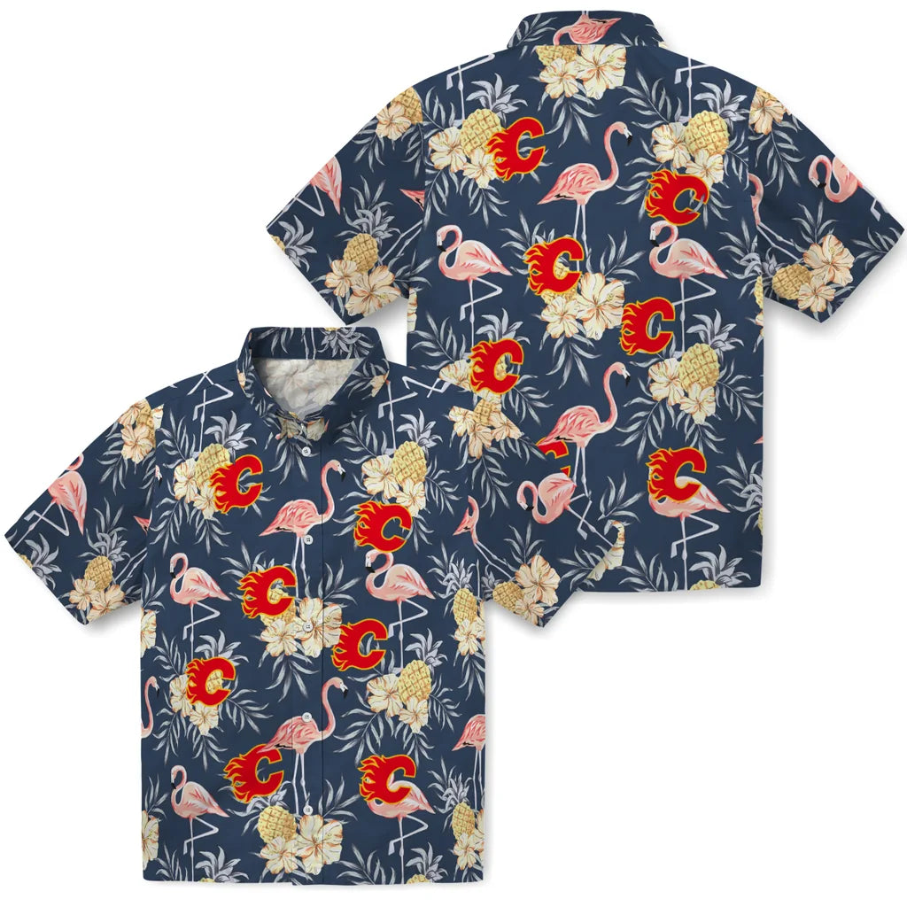 Calgary Flames Hawaiian Shirt - Flamingo Hibiscus – Moonbestprint