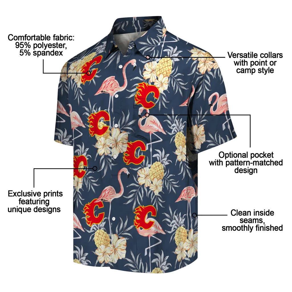 Calgary Flames Hawaiian Shirt - Flamingo Hibiscus – Moonbestprint