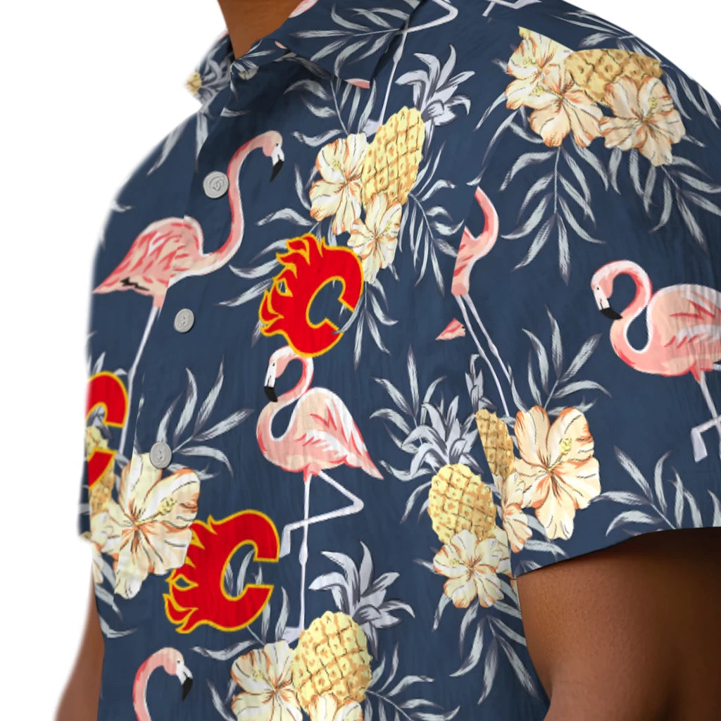 Calgary Flames Hawaiian Shirt - Flamingo Hibiscus – Moonbestprint