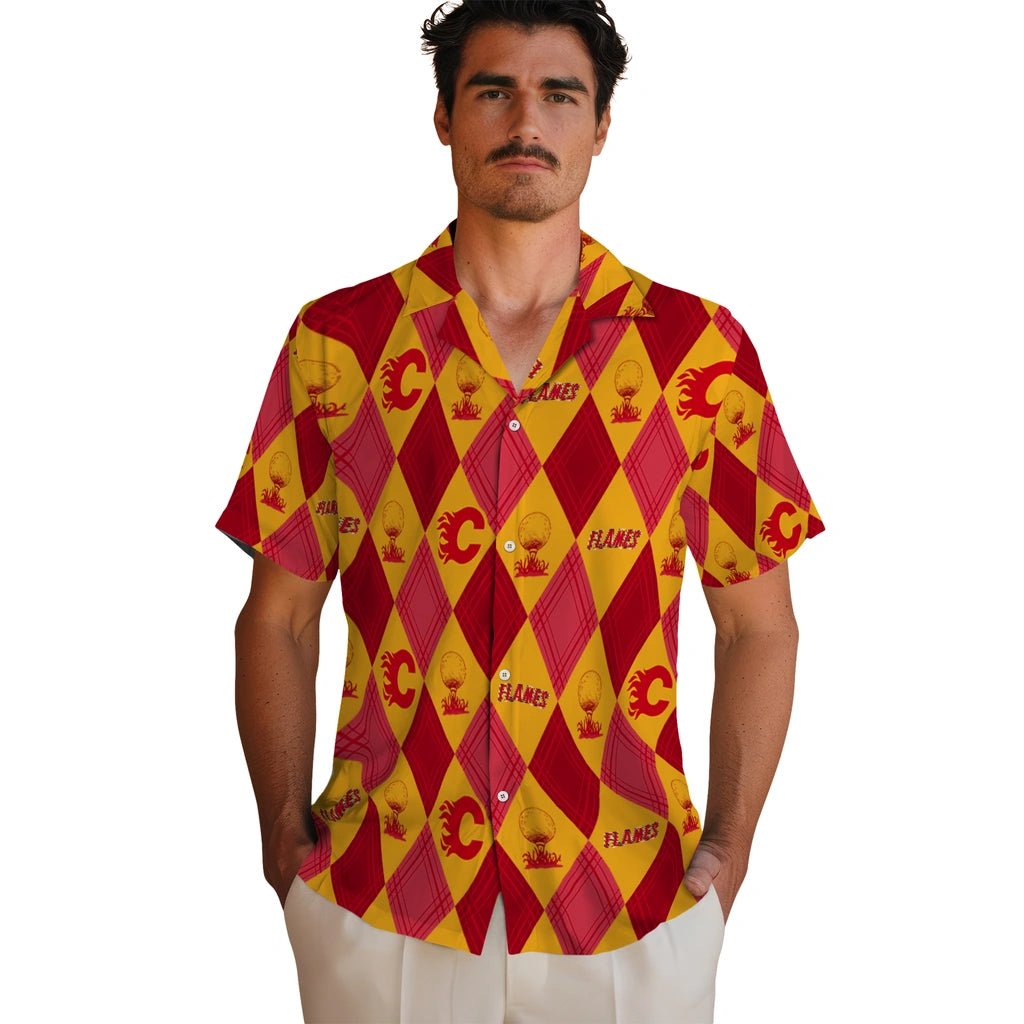 Calgary Flames Hawaiian Shirt - Golfing Plaid | Moonbestprint