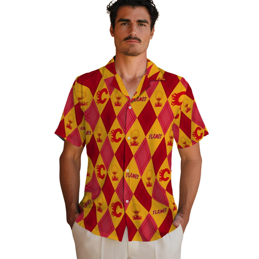 Calgary Flames Hawaiian Shirt - Golfing Plaid - Moonbestprint