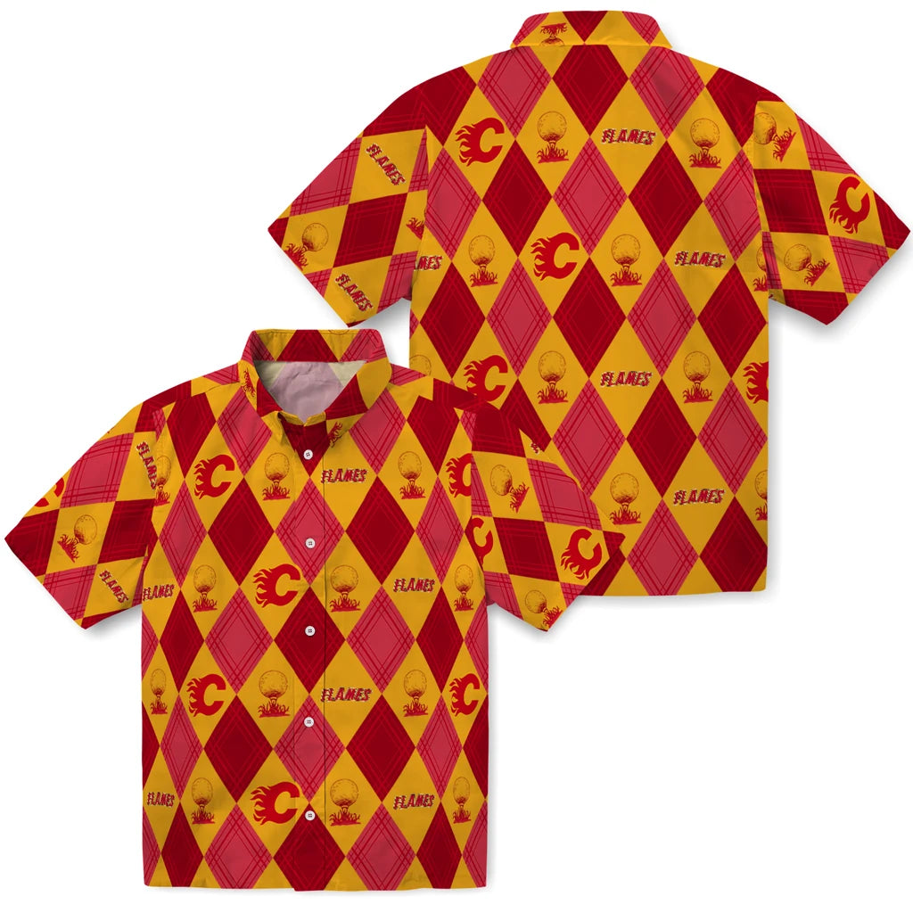 Calgary Flames Hawaiian Shirt - Golfing Plaid | Moonbestprint