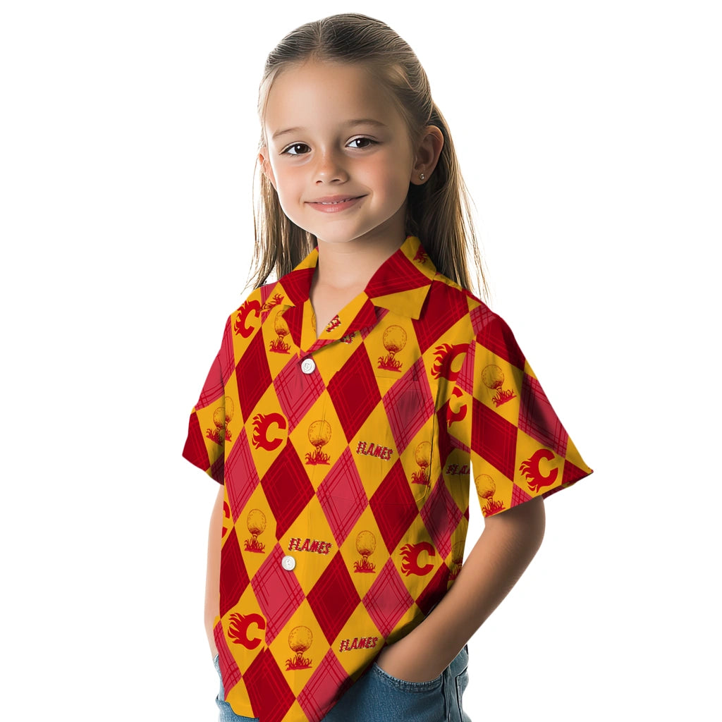 Calgary Flames Hawaiian Shirt - Golfing Plaid | Moonbestprint
