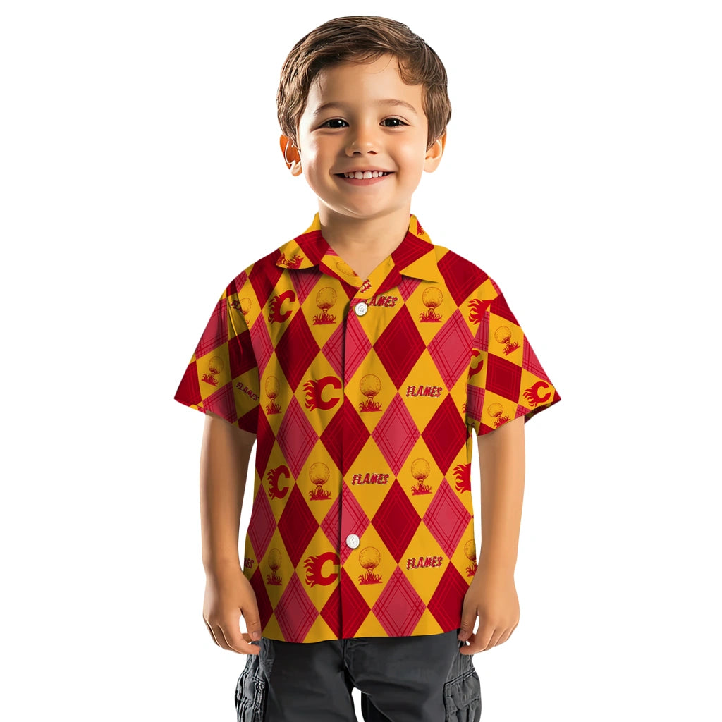 Calgary Flames Hawaiian Shirt - Golfing Plaid | Moonbestprint