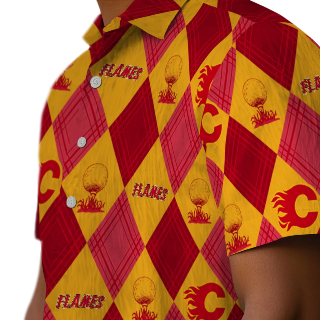 Calgary Flames Hawaiian Shirt - Golfing Plaid | Moonbestprint