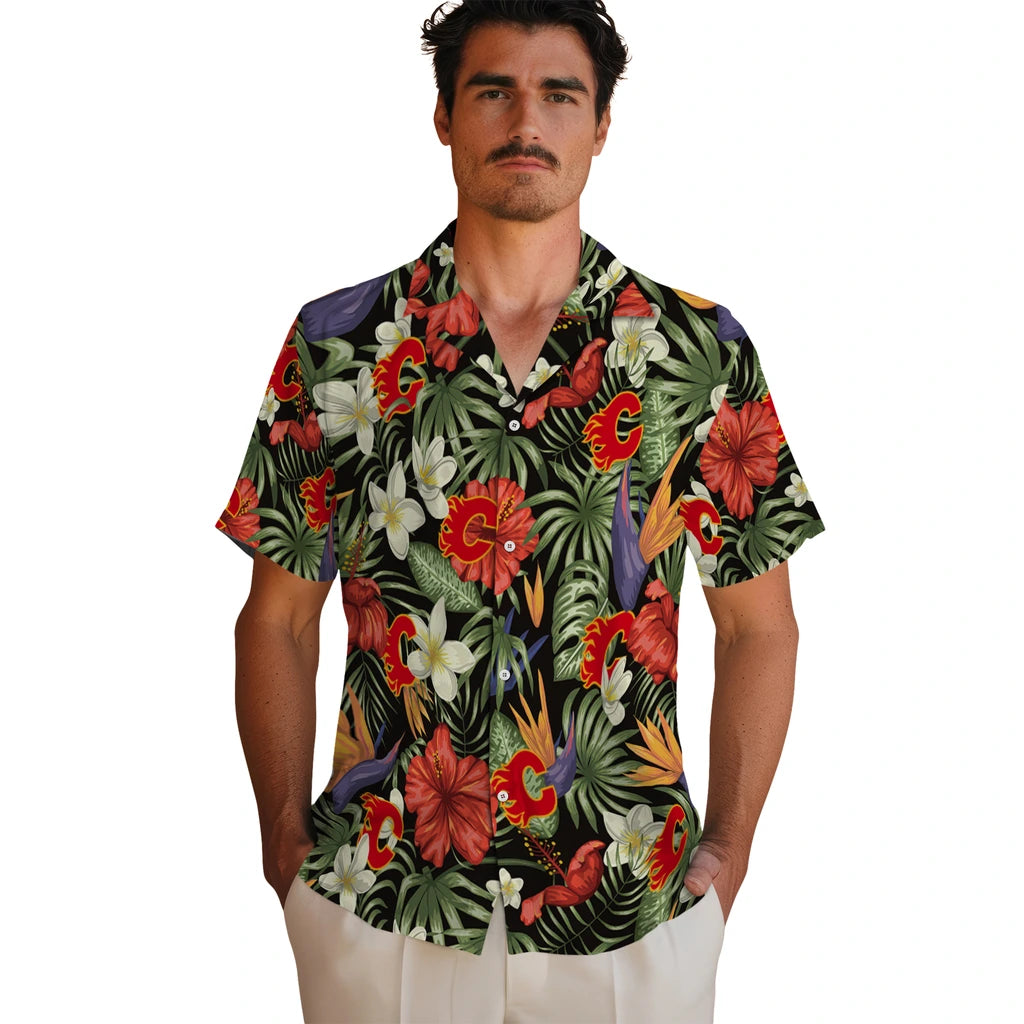 Calgary Flames Hawaiian Shirt - Hawaii Floral Hibiscus – Moonbestprint