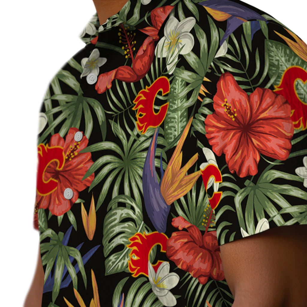 Calgary Flames Hawaiian Shirt - Hawaii Floral Hibiscus – Moonbestprint