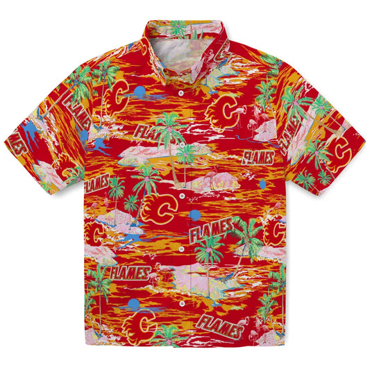 Calgary Flames Hawaiian Shirt - Hawaii Island - Moonbestprint