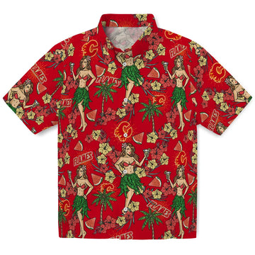 Calgary Flames Hawaiian Shirt - Hawaiian Girls Design – Moonbestprint