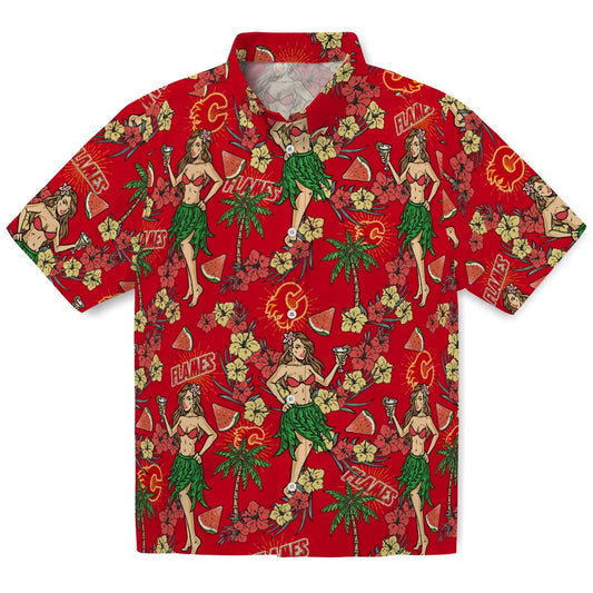 Calgary Flames Hawaiian Shirt - Hawaiian Girls Design – Moonbestprint