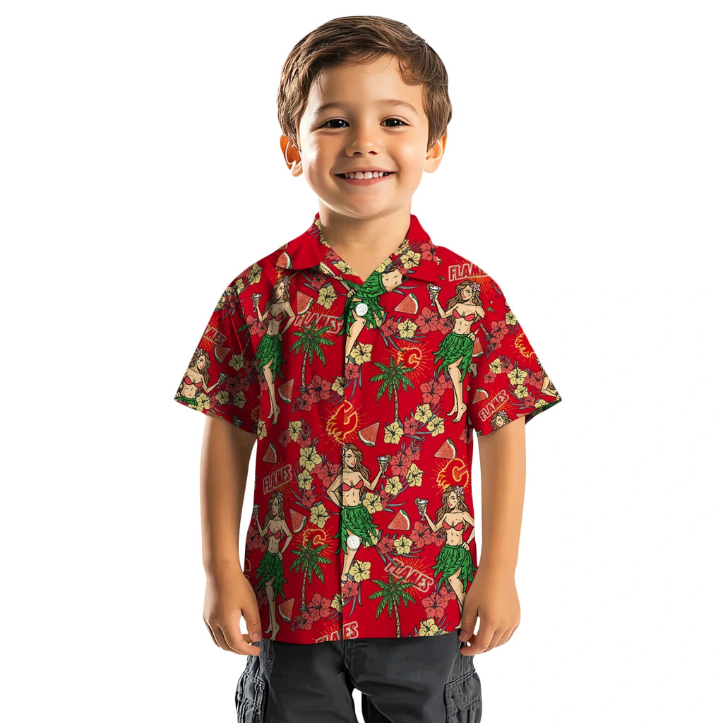 Calgary Flames Hawaiian Shirt - Hawaiian Girls Design – Moonbestprint
