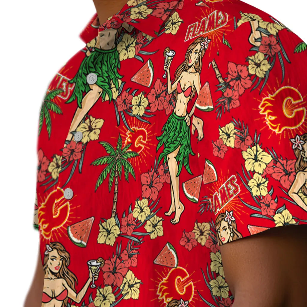 Calgary Flames Hawaiian Shirt - Hawaiian Girls Design – Moonbestprint