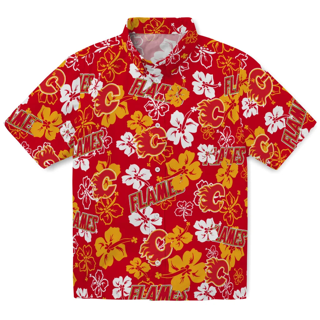 Calgary Flames Hibiscus Bloom Hawaiian Shirt – Moonbestprint
