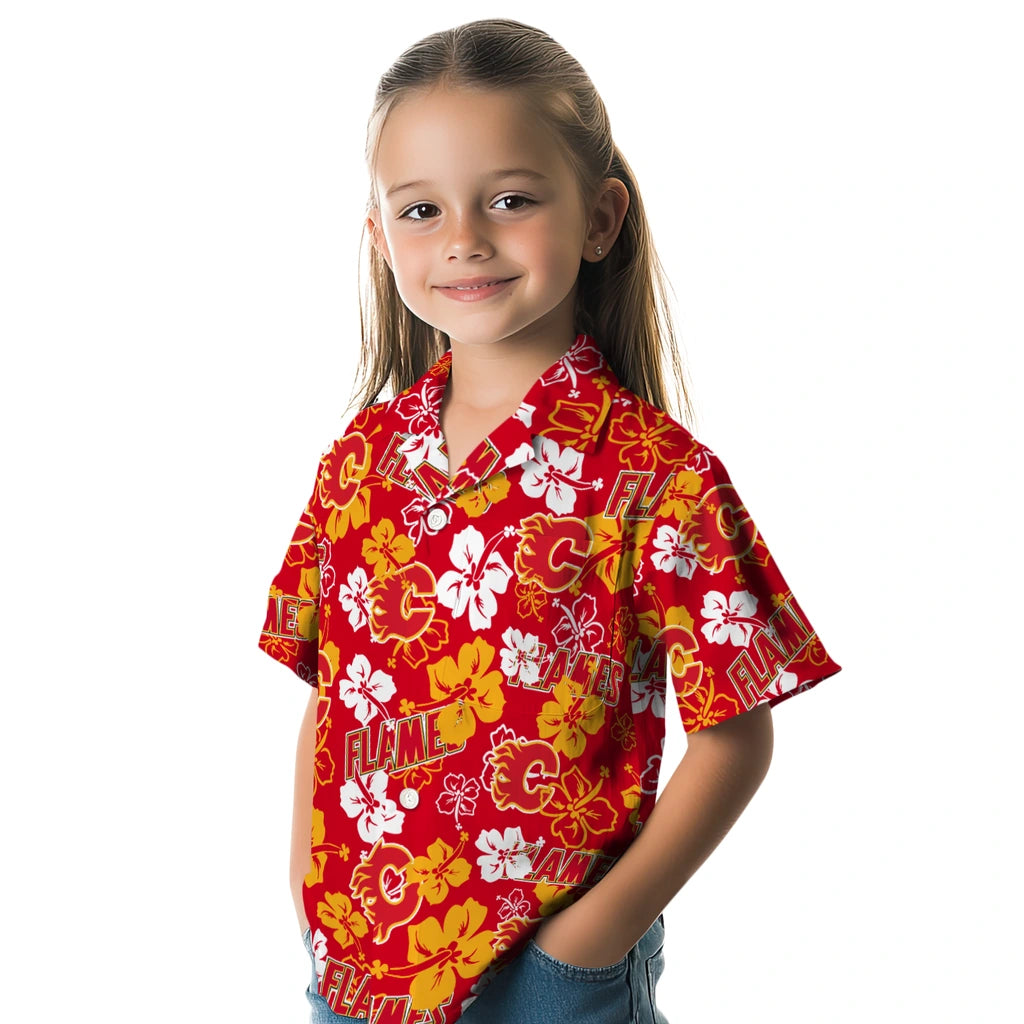Calgary Flames Hibiscus Bloom Hawaiian Shirt – Moonbestprint