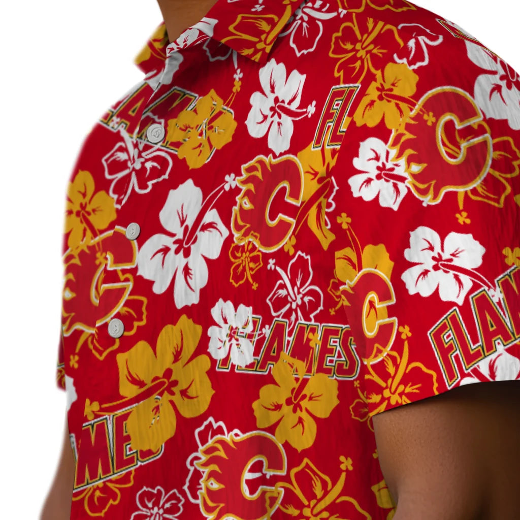 Calgary Flames Hibiscus Bloom Hawaiian Shirt – Moonbestprint