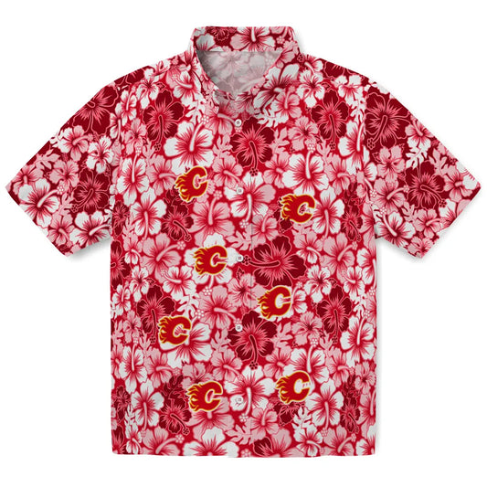 Calgary Flames Hawaiian Shirt - Hibiscus Blooms | Moonbestprint