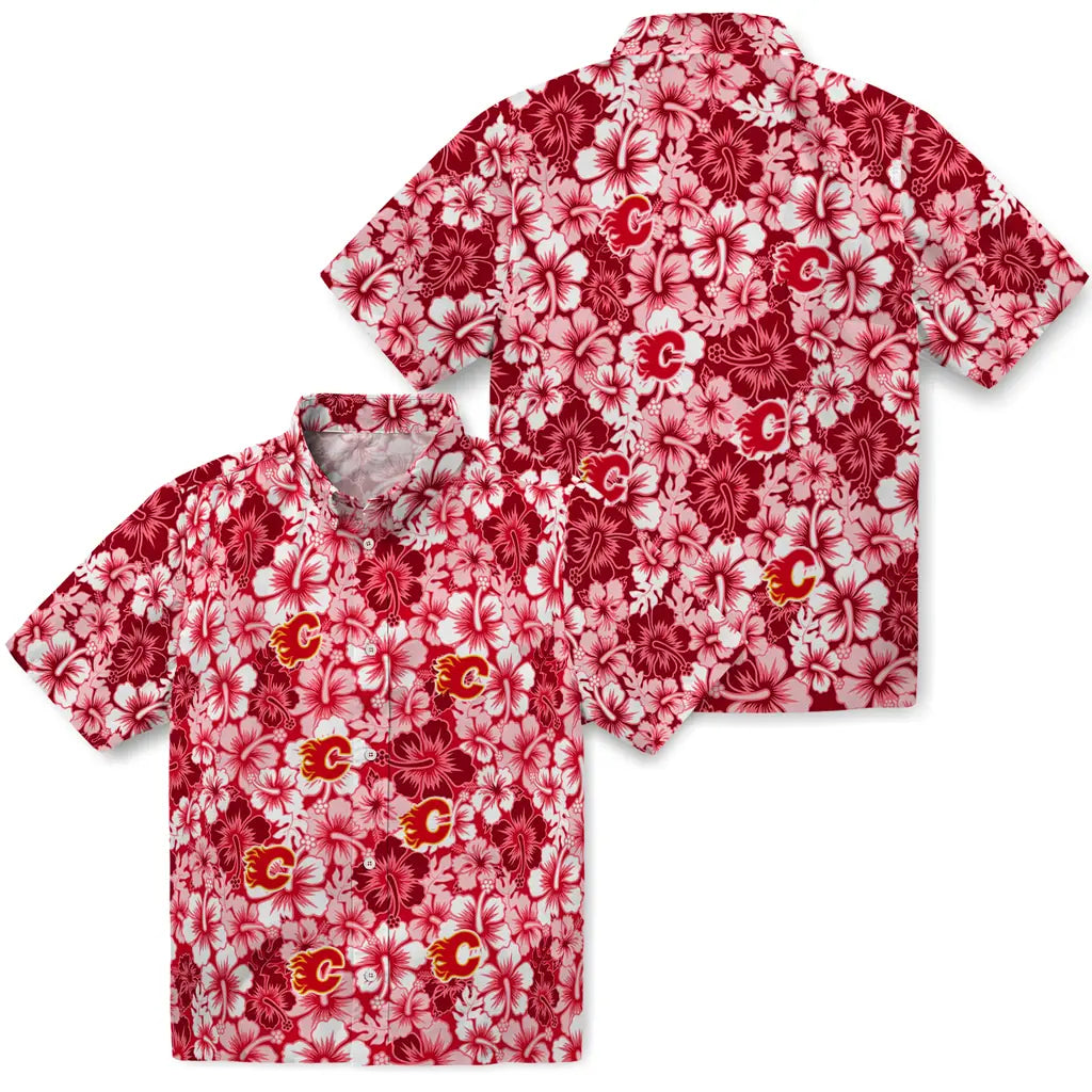 Calgary Flames Hawaiian Shirt - Hibiscus Blooms – Moonbestprint