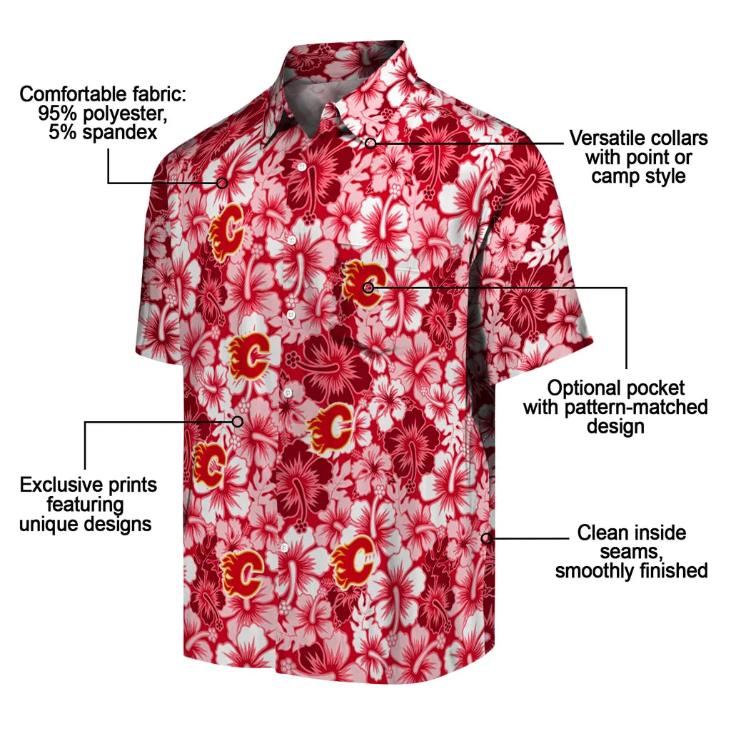 Calgary Flames Hawaiian Shirt - Hibiscus Blooms – Moonbestprint