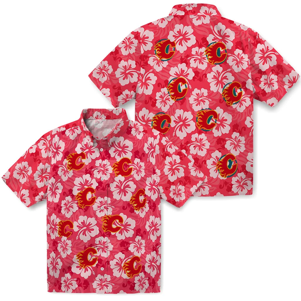 Calgary Flames Hawaiian Shirt - Hibiscus Cluster – Moonbestprint
