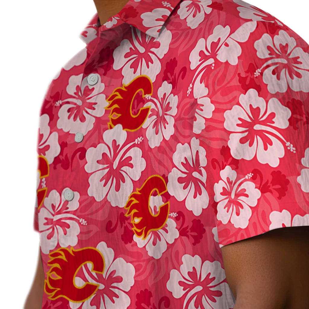 Calgary Flames Hawaiian Shirt - Hibiscus Cluster – Moonbestprint