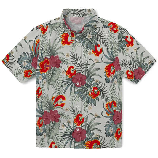 Calgary Flames Hawaiian Shirt - Hibiscus Designs | Moonbestprint