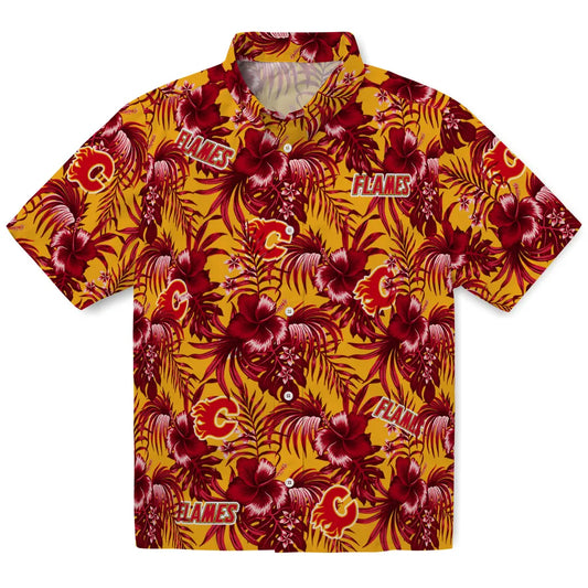 Calgary Flames Hawaiian Shirt - Hibiscus Exotic | Moonbestprint