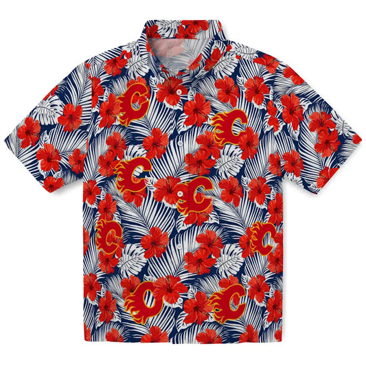 Calgary Flames Hawaiian Shirt - Hibiscus Fiesta - Moonbestprint