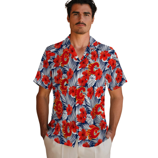 Calgary Flames Hawaiian Shirt - Hibiscus Fiesta – Moonbestprint