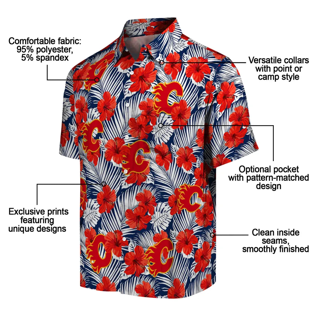 Calgary Flames Hawaiian Shirt - Hibiscus Fiesta – Moonbestprint