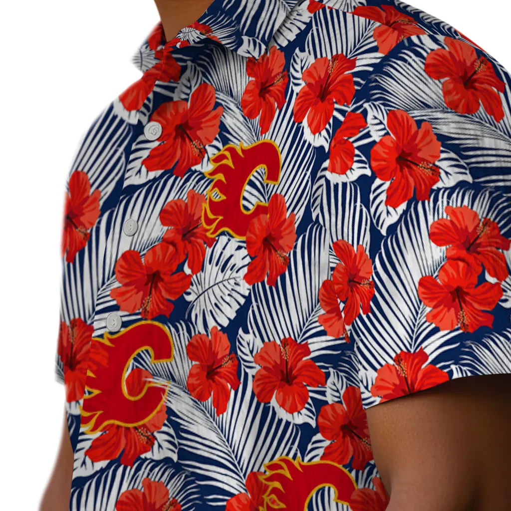 Calgary Flames Hawaiian Shirt - Hibiscus Fiesta – Moonbestprint