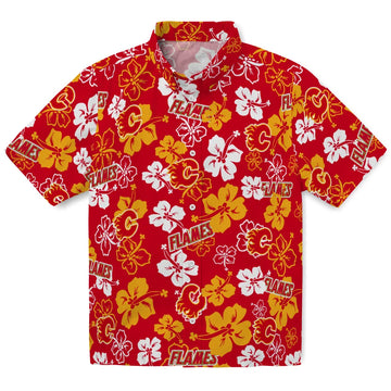 Calgary Flames Hawaiian Shirt - Hibiscus Flower Design – Moonbestprint