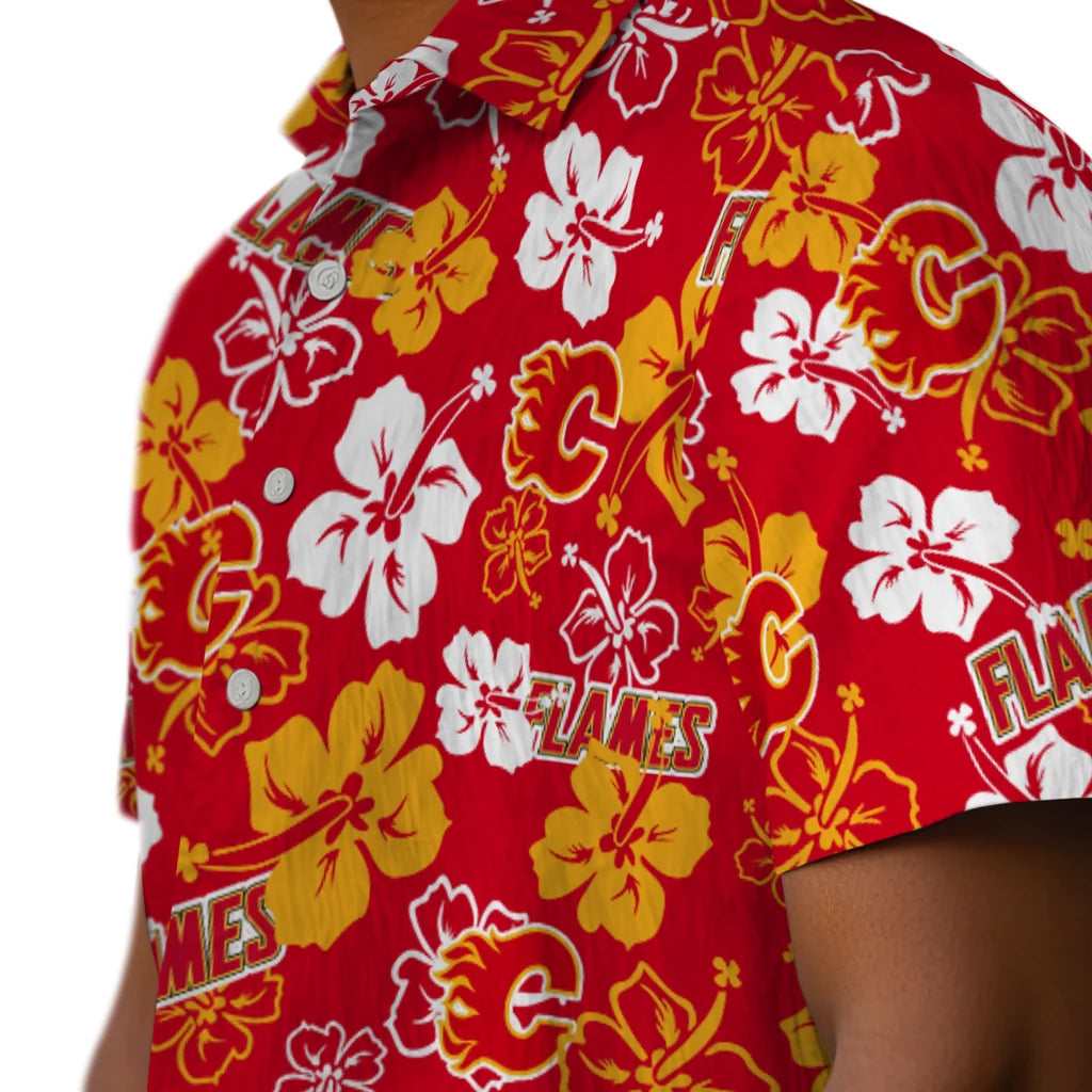 Calgary Flames Hawaiian Shirt - Hibiscus Flower Design – Moonbestprint